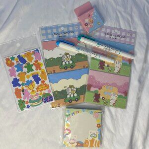 cute stationery set pens memos stickers